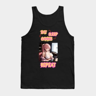 Eat Sleep Gaming Repeat Anime Girl Tank Top